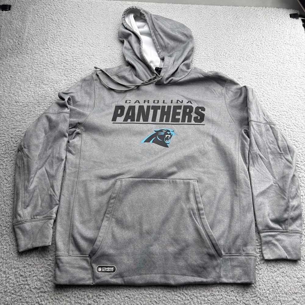 Carolina Panthers New Era Hoodie Mens XL Gray NFL Combine Authentic Pouch